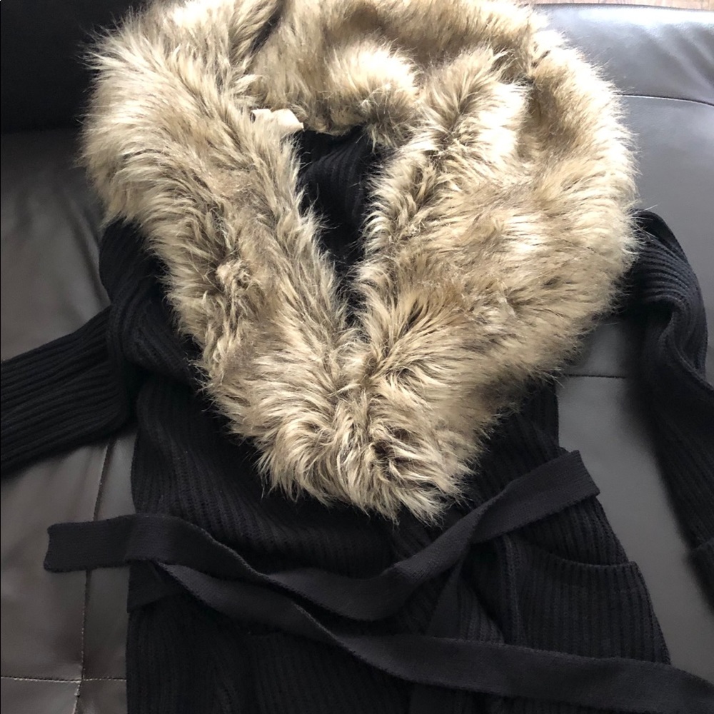 Faux Fur Large Trimmed Sweater